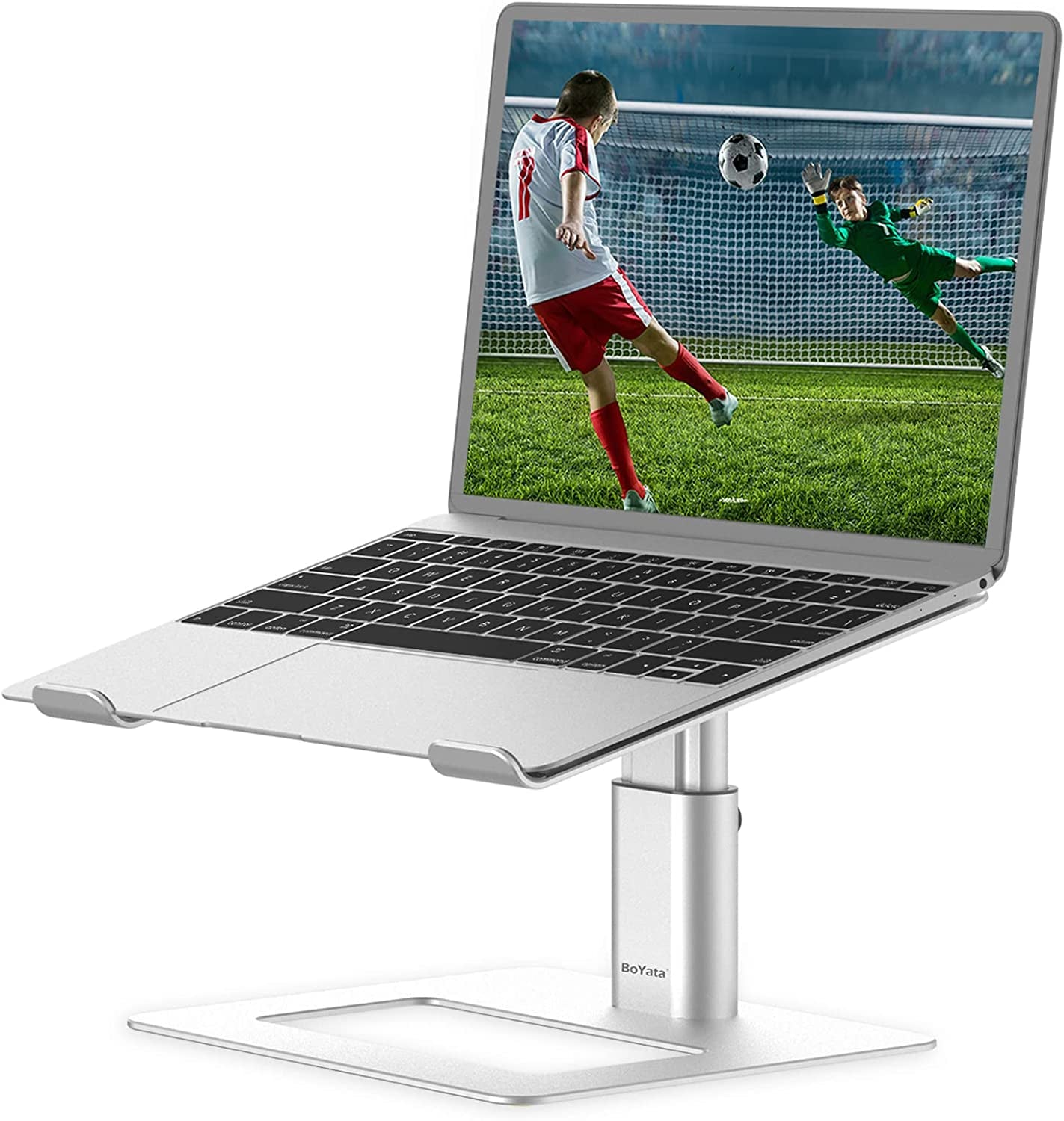 Adjustable Aluminum Laptop Stand with Heat Vent for Laptops up to 17 Inches, Compatible with MacBook Pro/Air, Dell, Lenovo, HP, and Samsung (Silver)